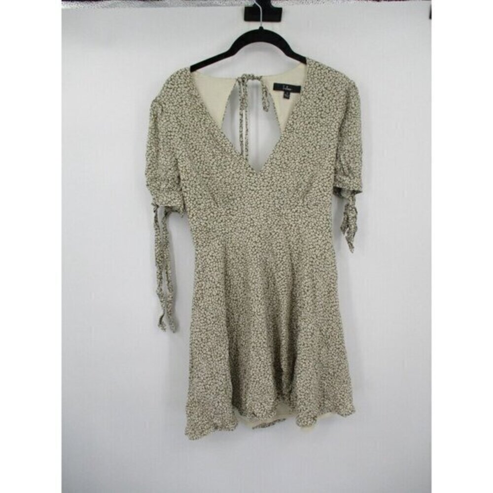 Lulus Womens Dress Small V Neck Open Back Lined Short Sleeves Casual Preppy New